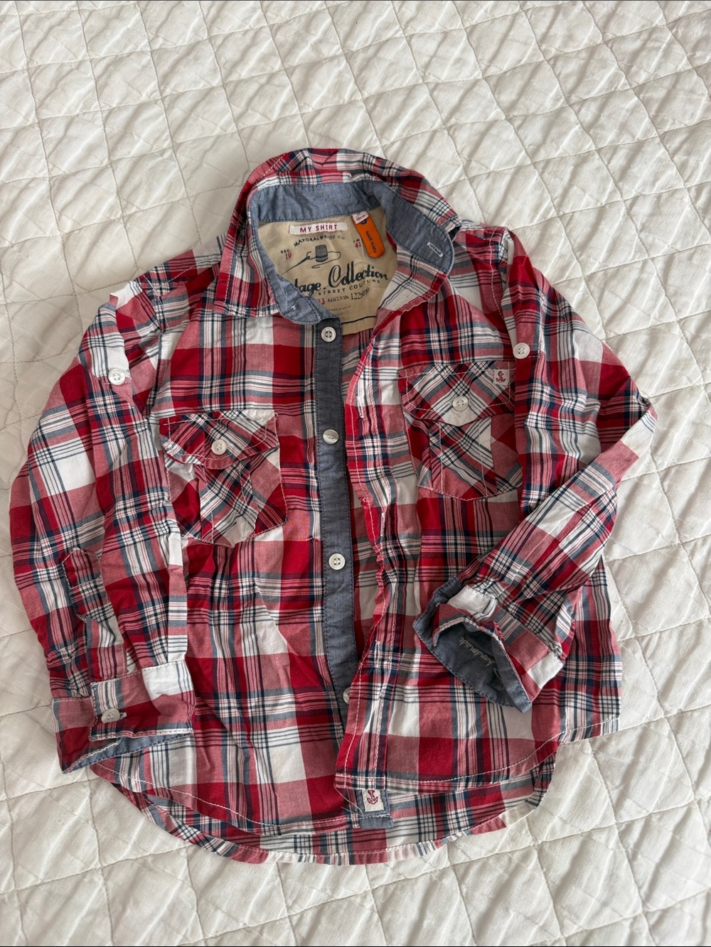 Mayoral Kids Red Plaid Button-Up Shirt - Classic Casual Top
